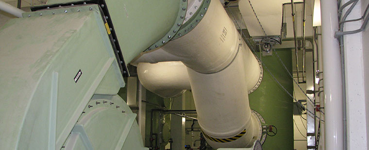 Dura-Tech fiberglass ventilation ductwork system installed in industrial facility