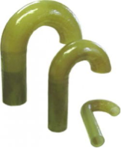 Dura-Tech fiberglass pipe reducers in green finish showing curved elbow connections